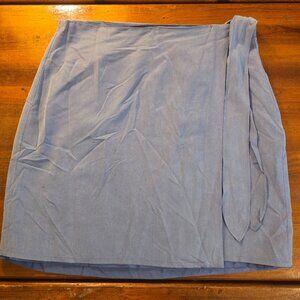 Skirt Dusty Blue Silk Wrap Around Side Tie Lined size Large 1990s